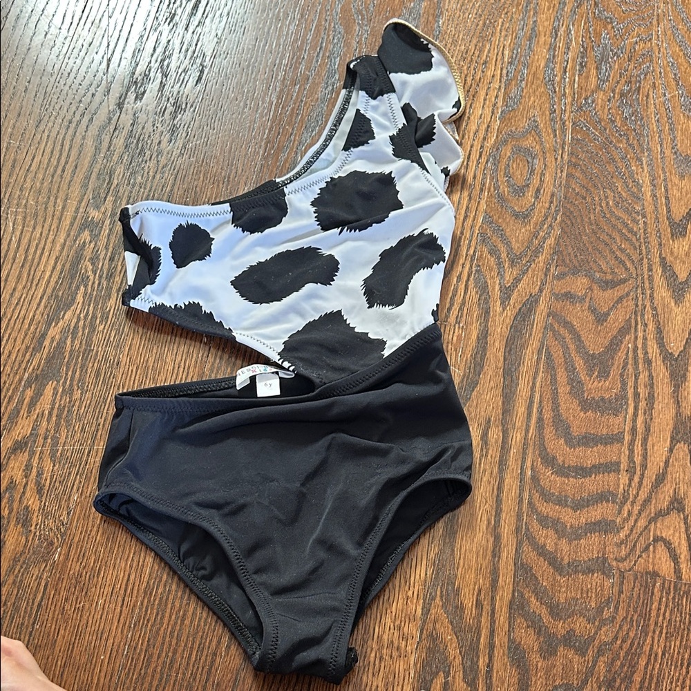 Monochrome Kids One Shoulder Swimsuit
